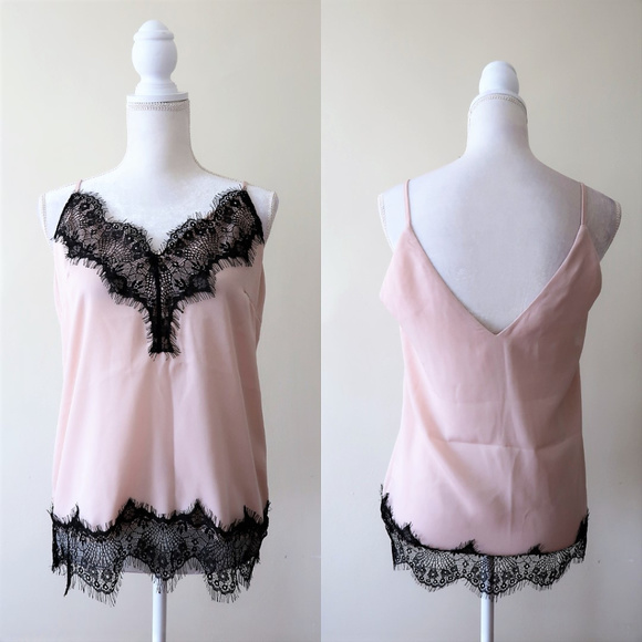 Sienna Sky Tops - SIENNA SKY Lace Satin Camisole, Champagne, M